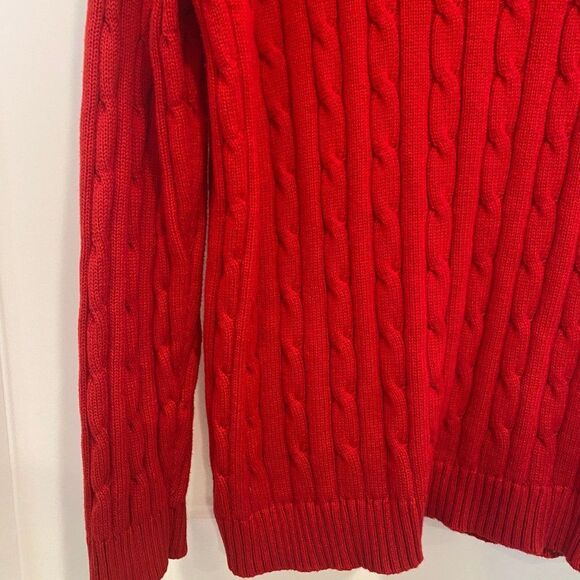 Chaps 100% Cotton Size 2X Classic Red Preppy Academia V-Neck Cableknit Sweater - Picture 3 of 6